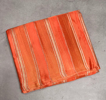 Peach stripes chinnon crepe 107 saree