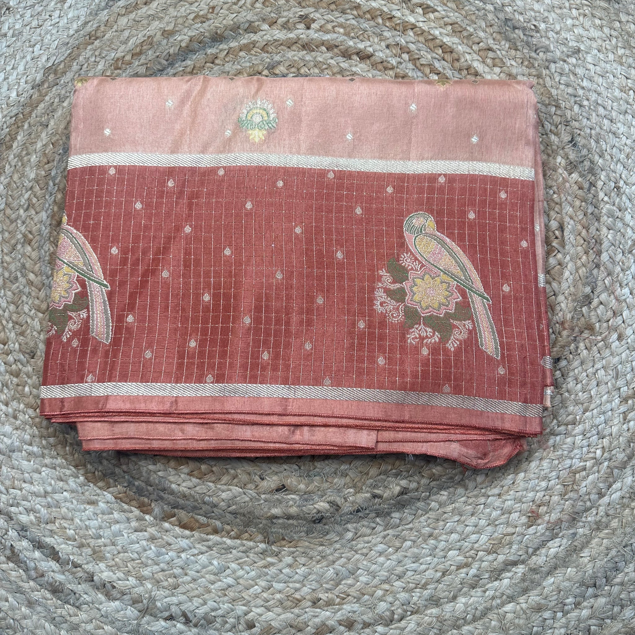 Peach with dusky orange dola silk