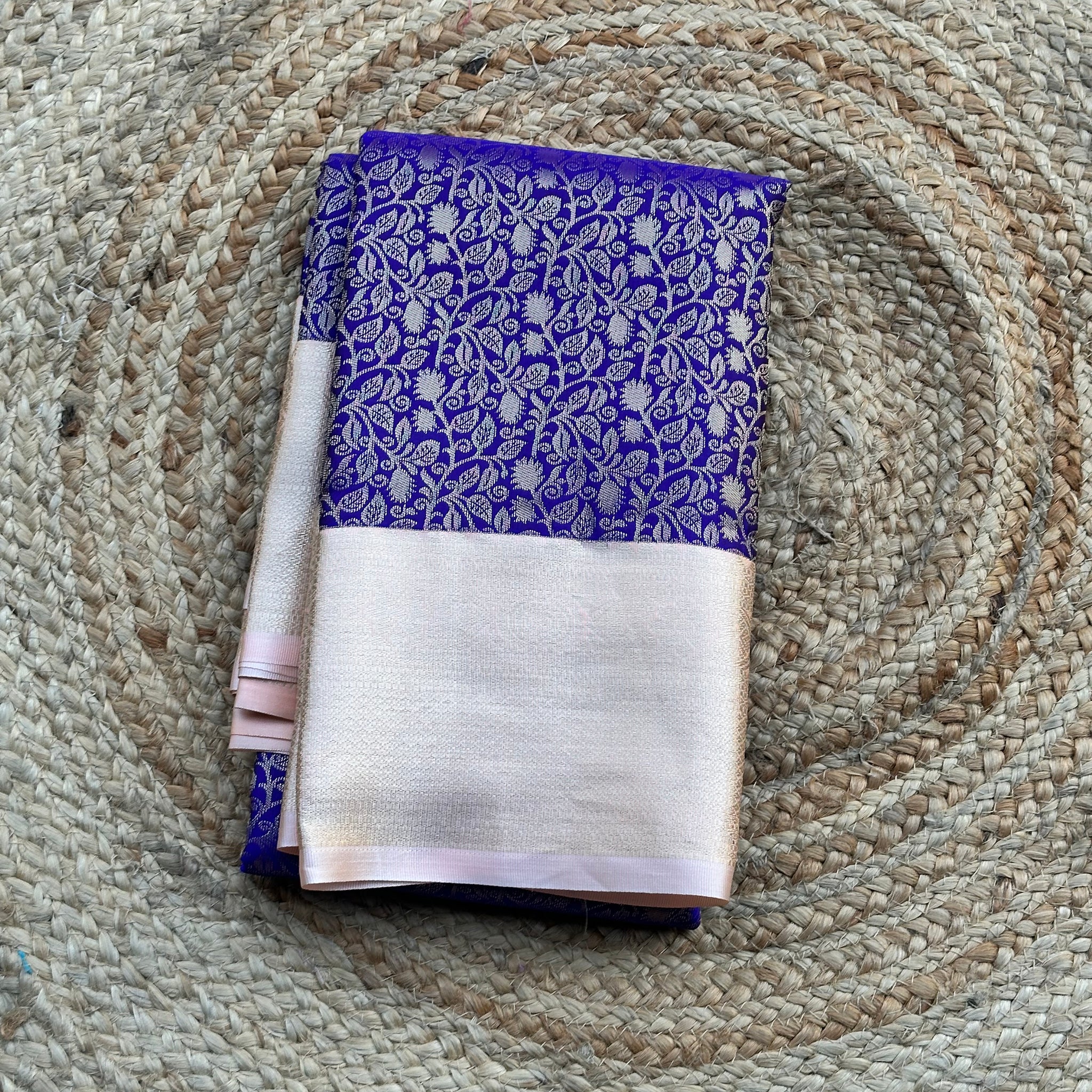 Purple and beige semi Kanchi sarees