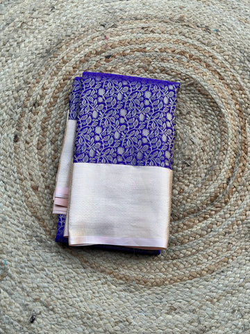 Purple and beige semi Kanchi sarees