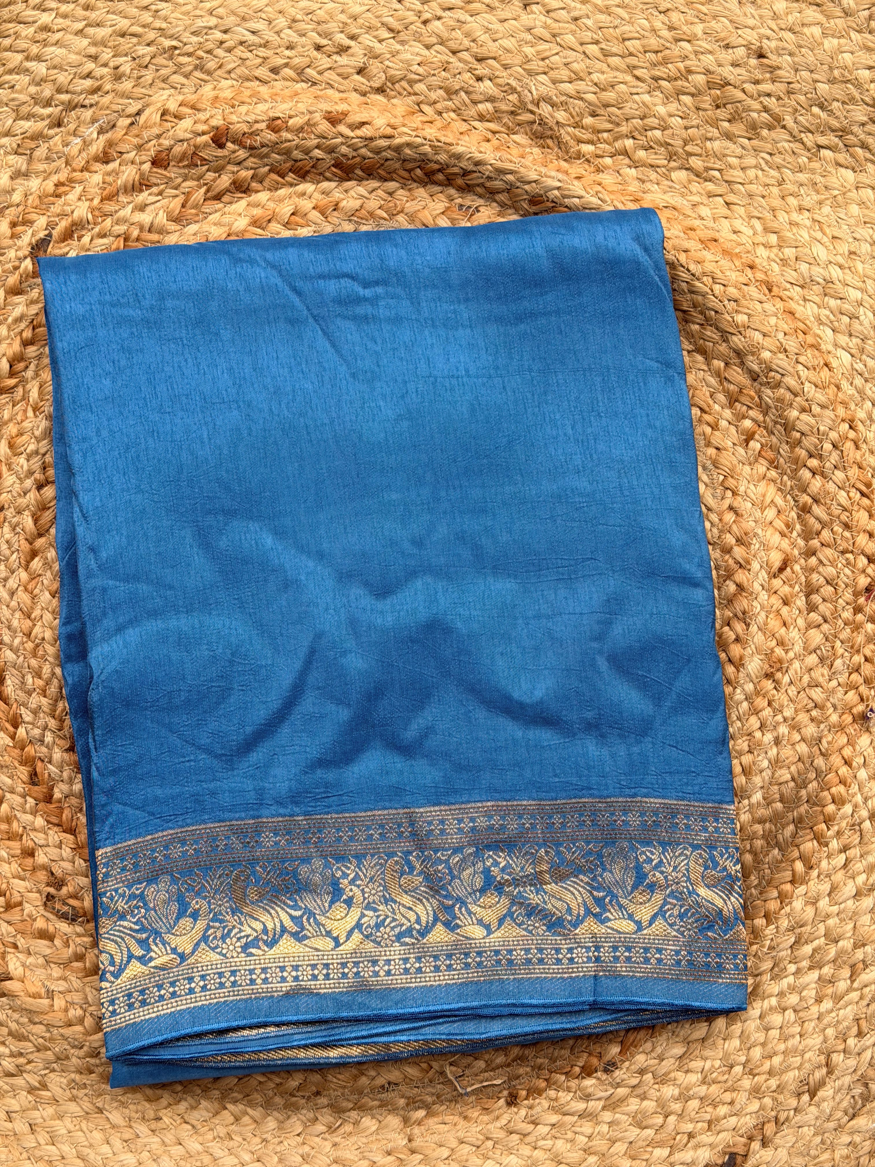 Blue plain dola modal sarees
