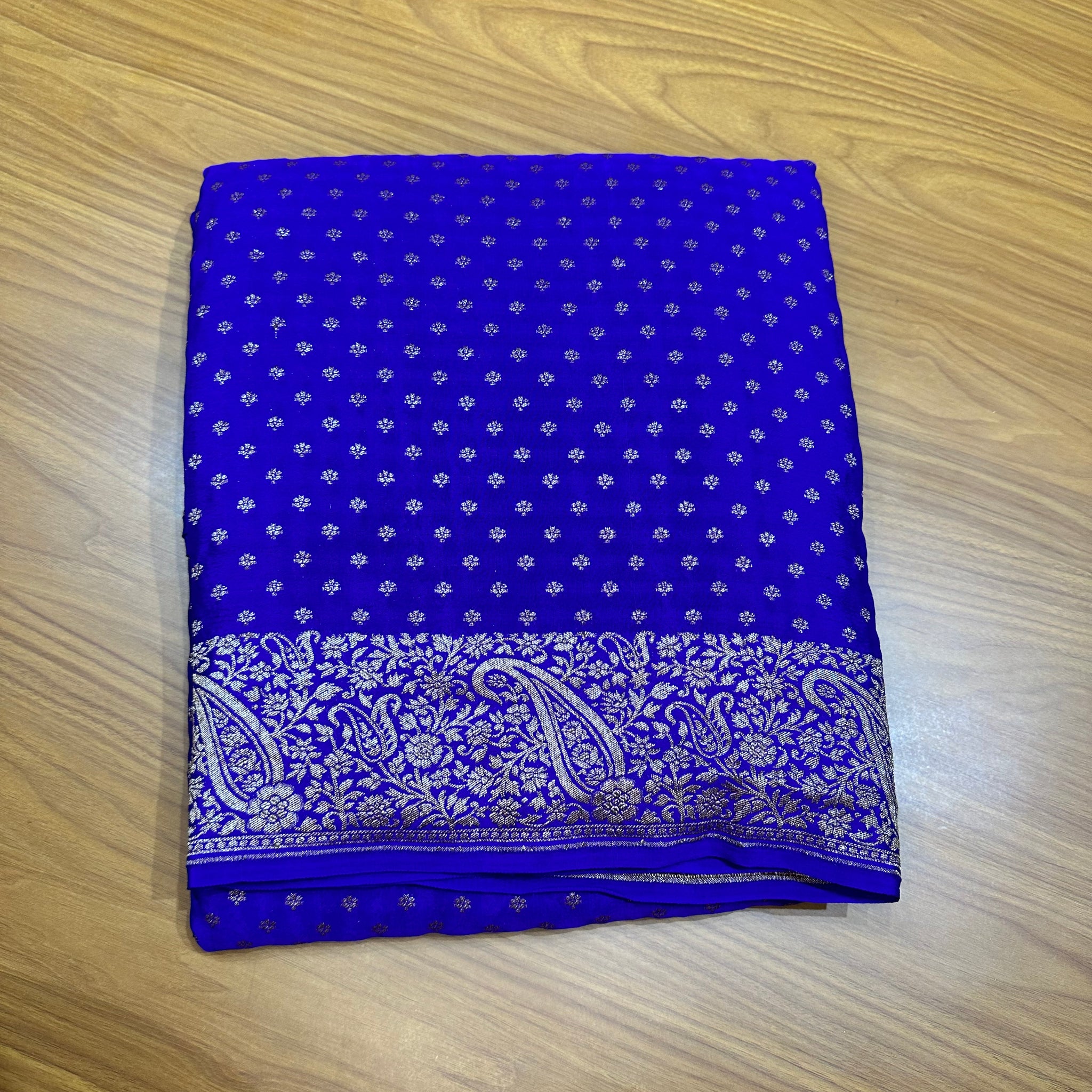 Royal blue pure crepe Banaras silk sarees