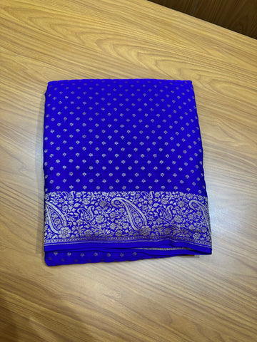 Royal blue pure crepe Banaras silk sarees
