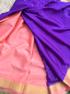 Purple and peach thousand butta pure crepe Banaras