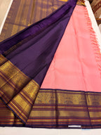 Pastel pink with wine pure  Kanjeevaram saree