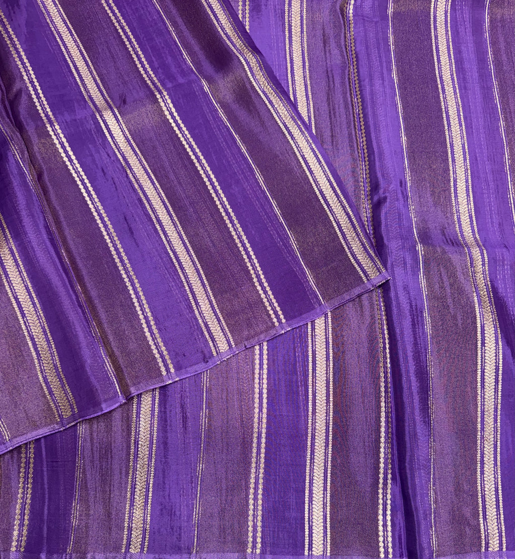 Light violet stripes chinnon crepe 107 saree