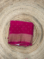 Deep Rani pink pure crepe Banaras