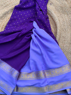 Dark purple and lavender 1000 butta pure crepe Mysore silk 120 gsm