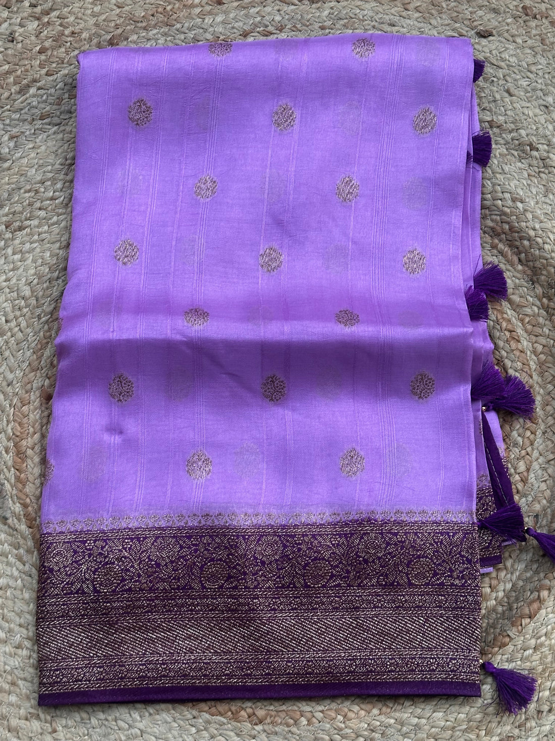 Lavender and purple tusser silk saree