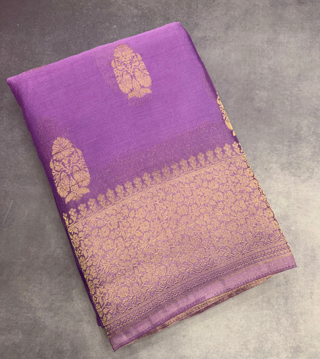 Light violet big butta 107 designer soft crepe silk