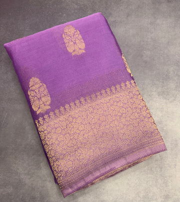 Light violet big butta 107 designer soft crepe silk