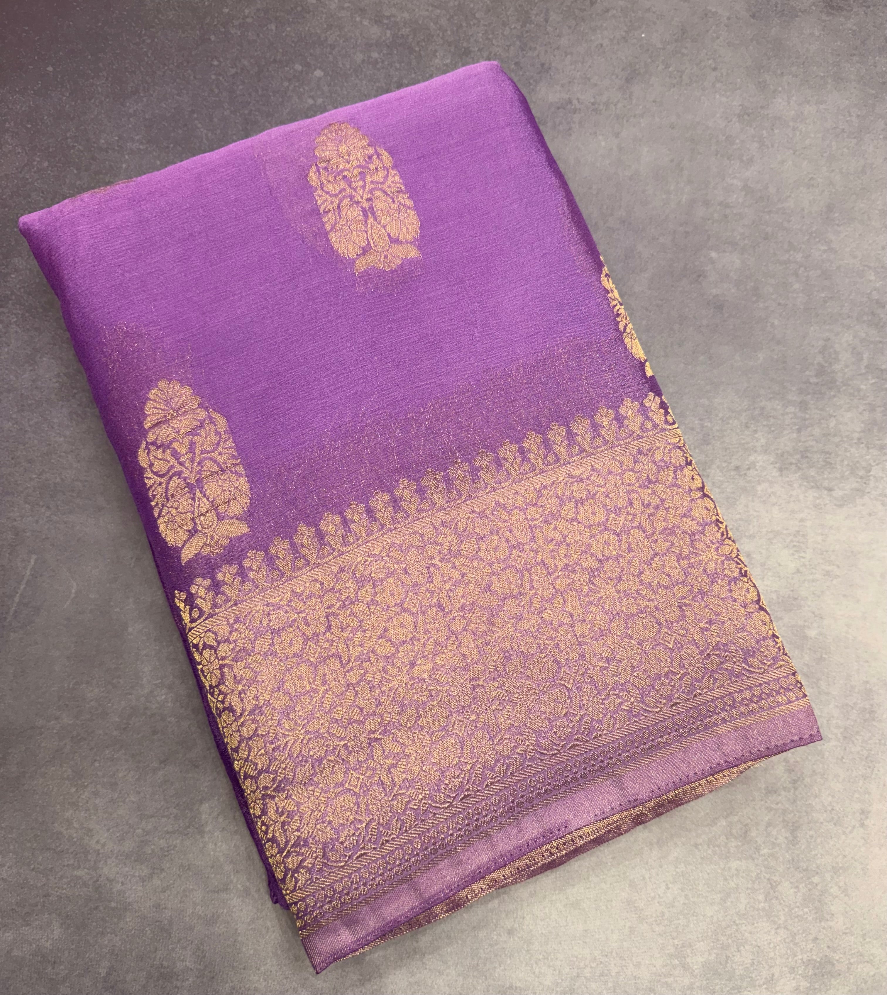 Light violet big butta 107 designer soft crepe silk