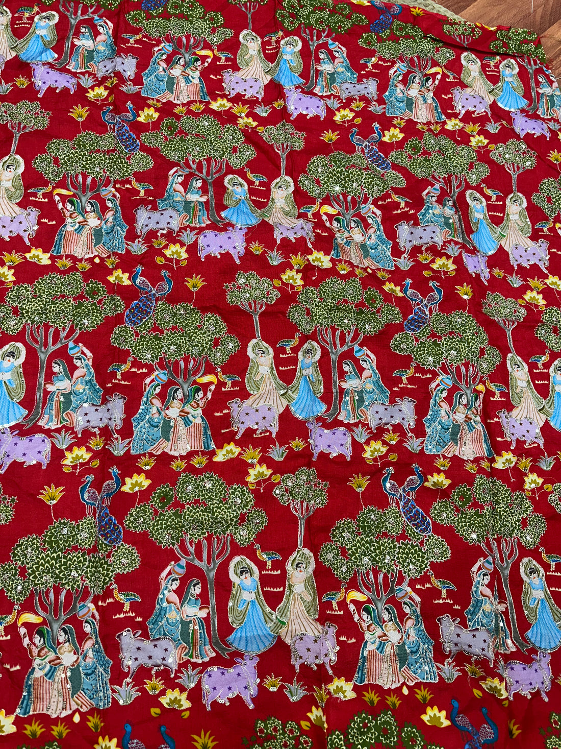 Red crepe blouse material 1 MTR