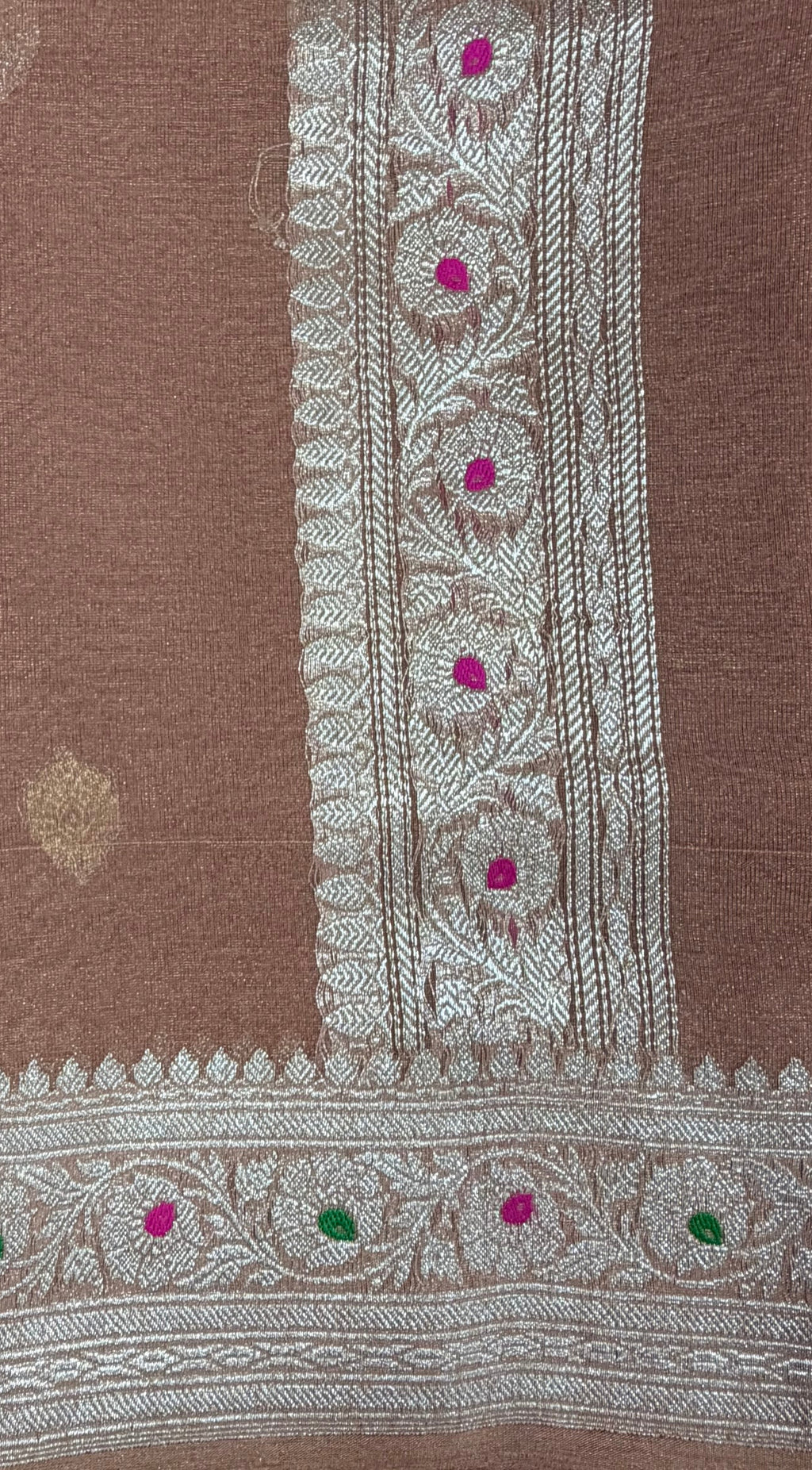 Pastel pink Banarasi pure tissue chiffon saree sliver zari saree