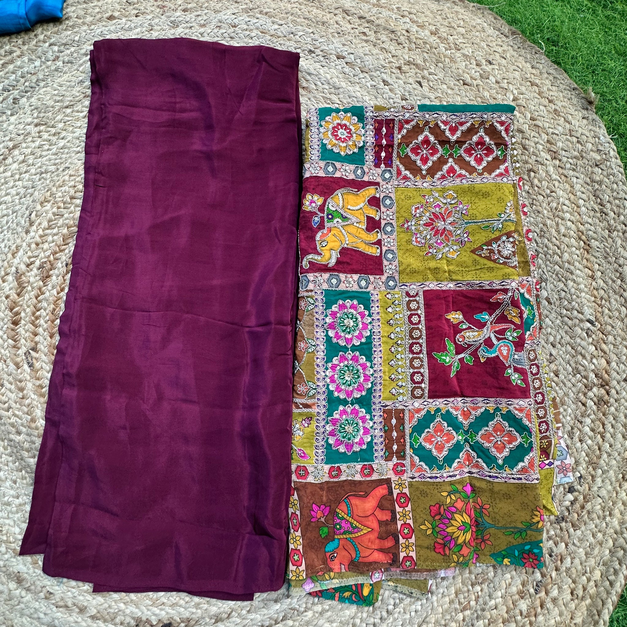 Maroon pure crepe sarees with brocade blouse