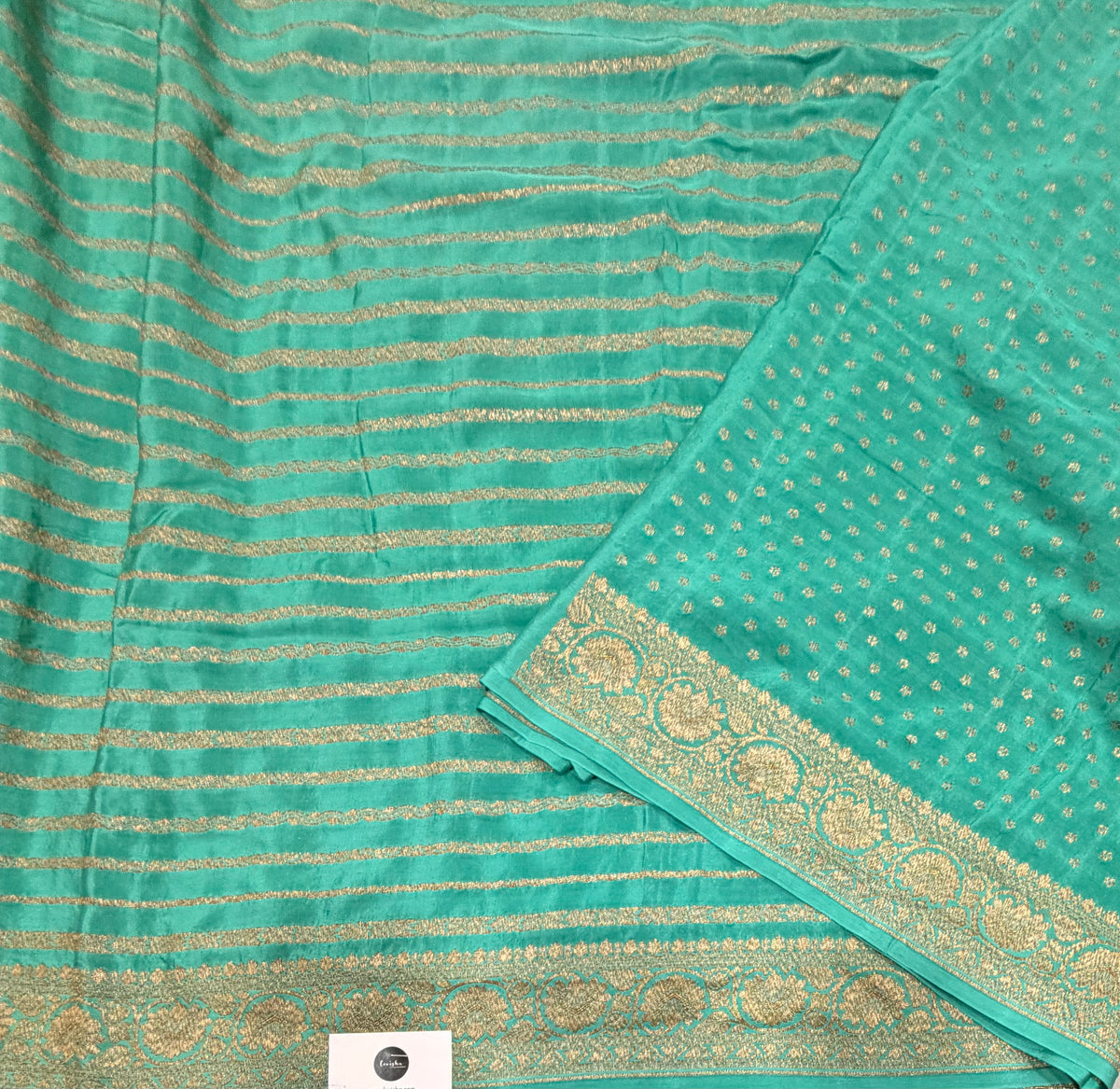 Pastel blue stripes pure benarasi crepe silk saree