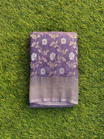 Designer georgette jaal pattern Lavender shades.