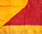Red contrast border checks Dola crepe saree