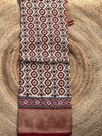 White and red pure Ajrak dola sarees