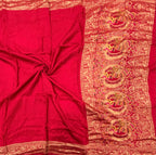 Rani pink Kanchi border plain modal silk saree