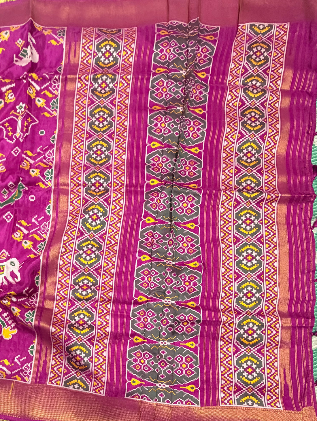 Magenta small border tusser Paithani saree