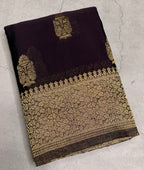 Dark navy blue big butta 107 designer soft crepe silk saree