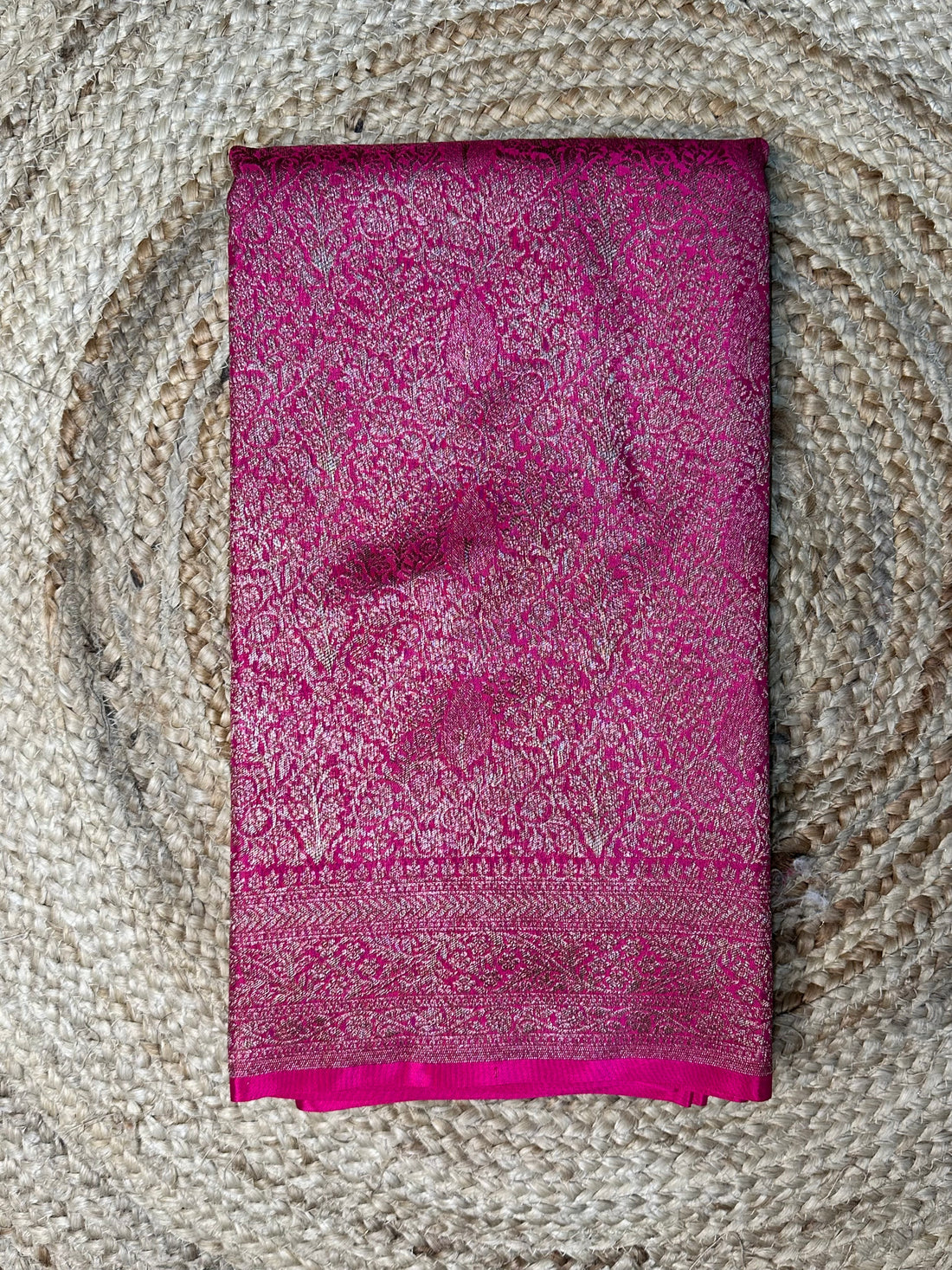Pure Crepe Banarasi Brocade with Antique Zari (Rani Pink)