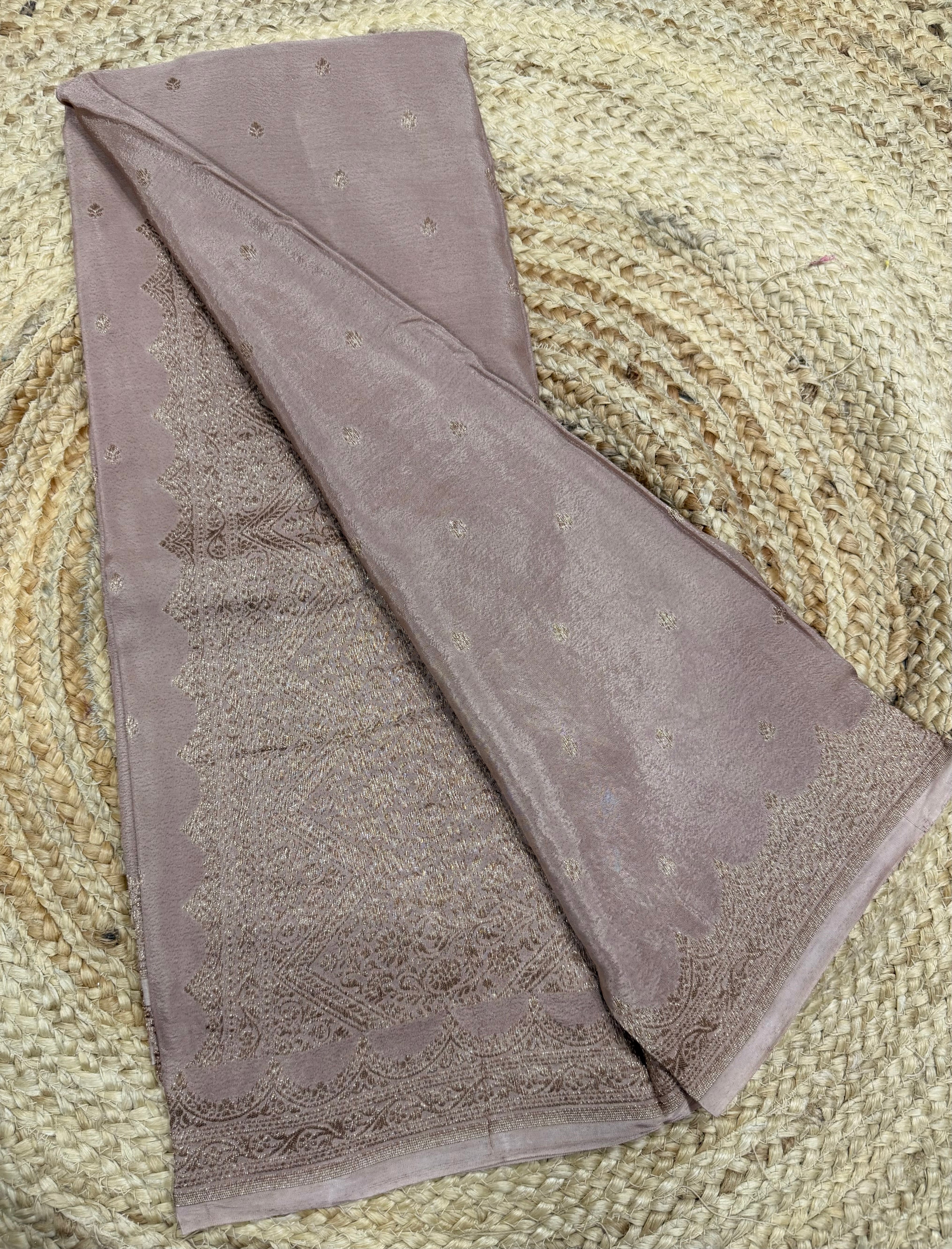 Pastel cheku colour pure Banarasi crepe saree