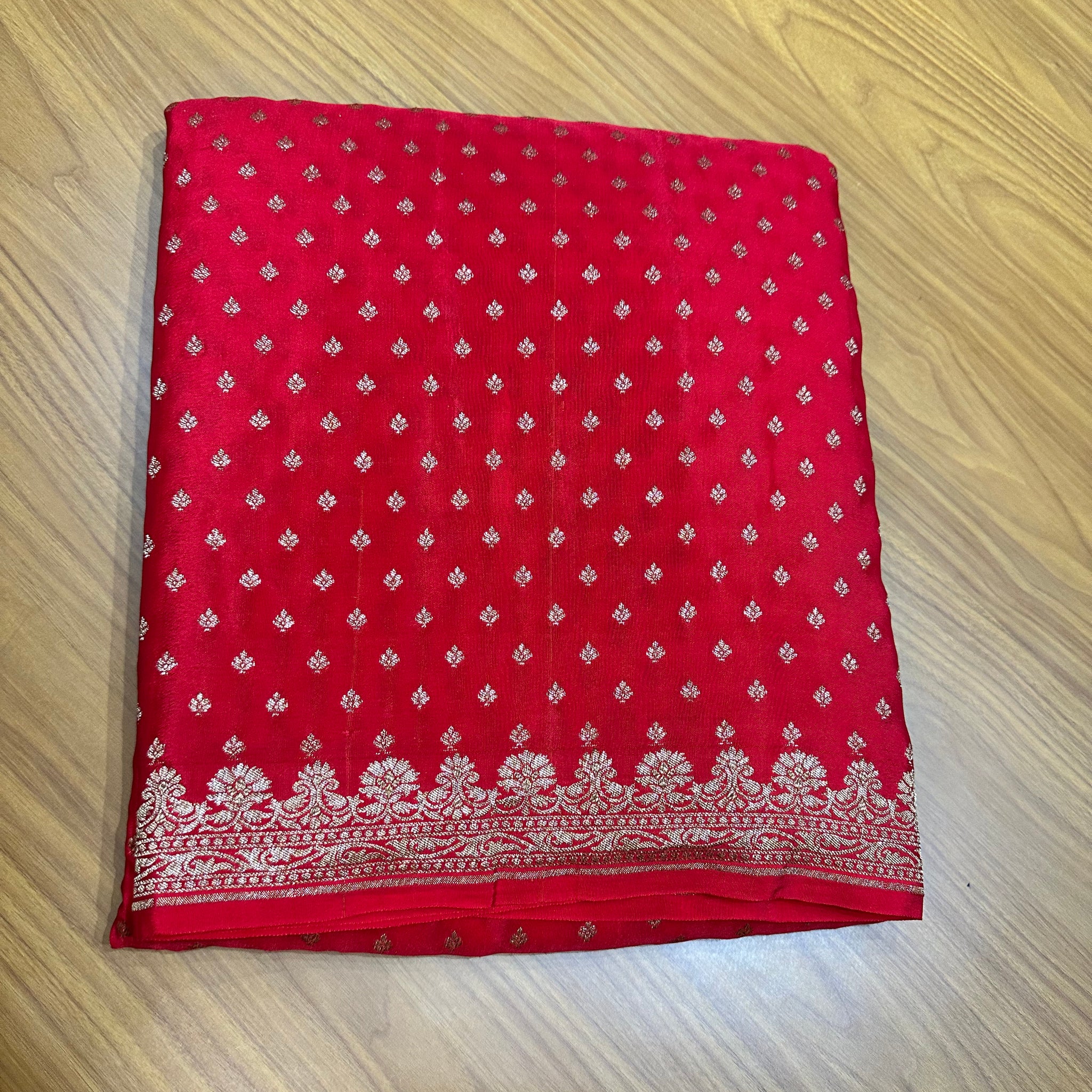 Blood red pure crepe Banaras silk sarees