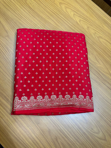 Blood red pure crepe Banaras silk sarees