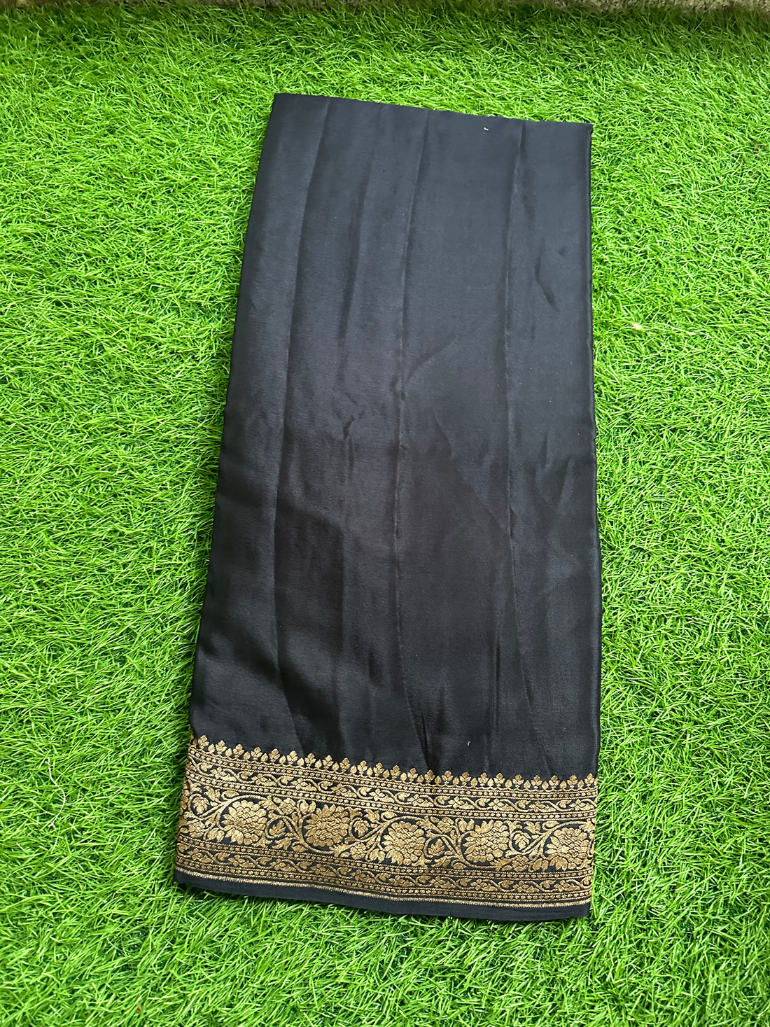 Black pure crepe Banaras plain with brocade blouse.