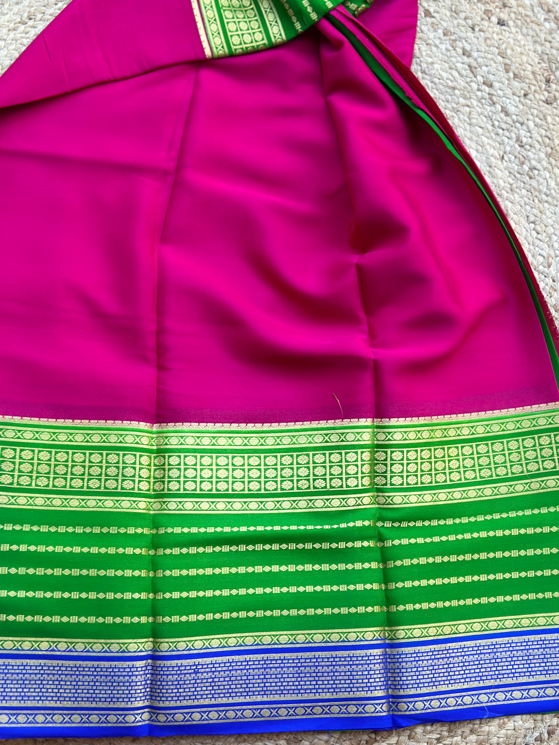 Pink and green pure crepe Mysore Silk sarees 120 gsm
