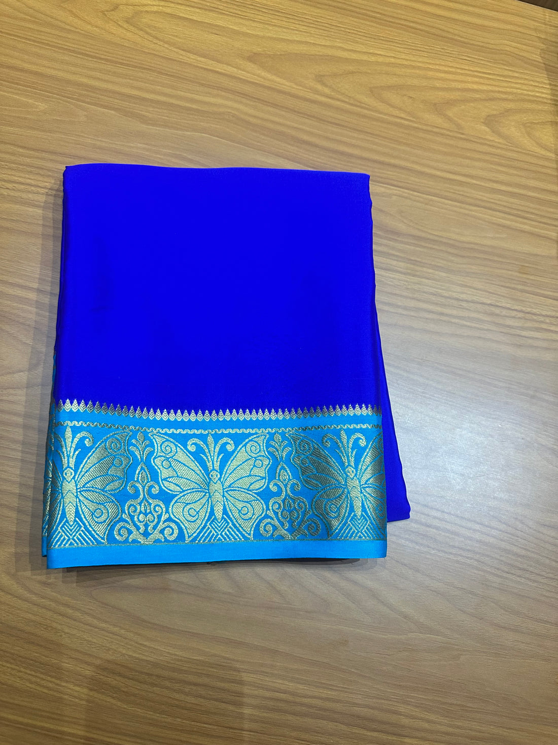 Royal blue and blue pure Mysore Silk crepe 120 gsm
