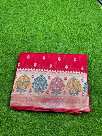 Rani pink pure tusser Paithani border.