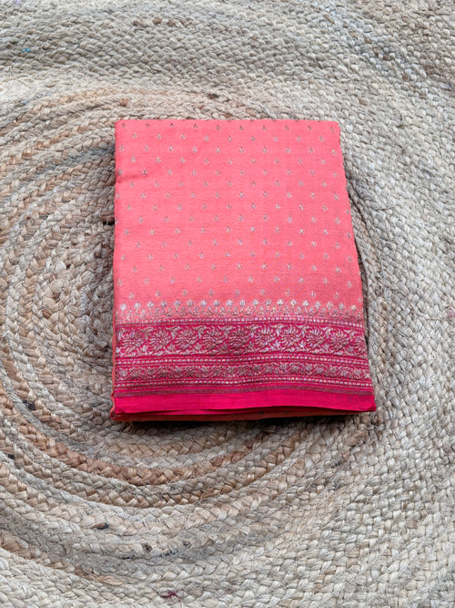 Banaras Pure crepe chiffon peach and pink