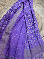 Lavender designer georgette in jaal pattern.