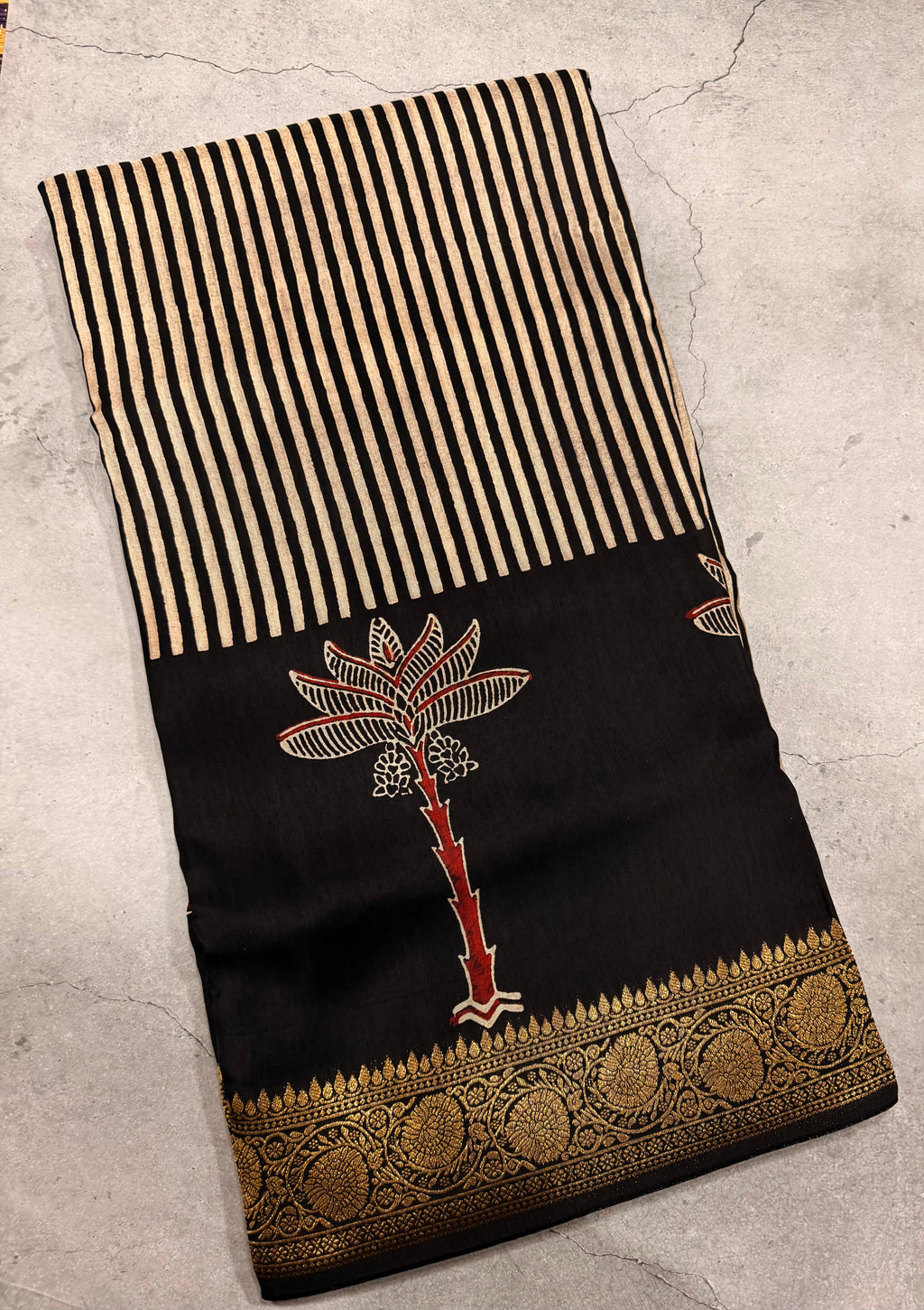 Black n white stripes pure Ajrak dola sarees
