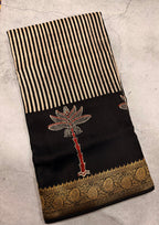 Black n white stripes pure Ajrak dola sarees