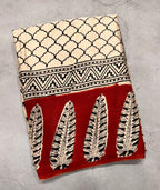 Cream  pure Ajrak dola sarees