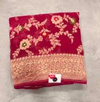 Rani pink  jaal pattern pure georgette with water zari saree