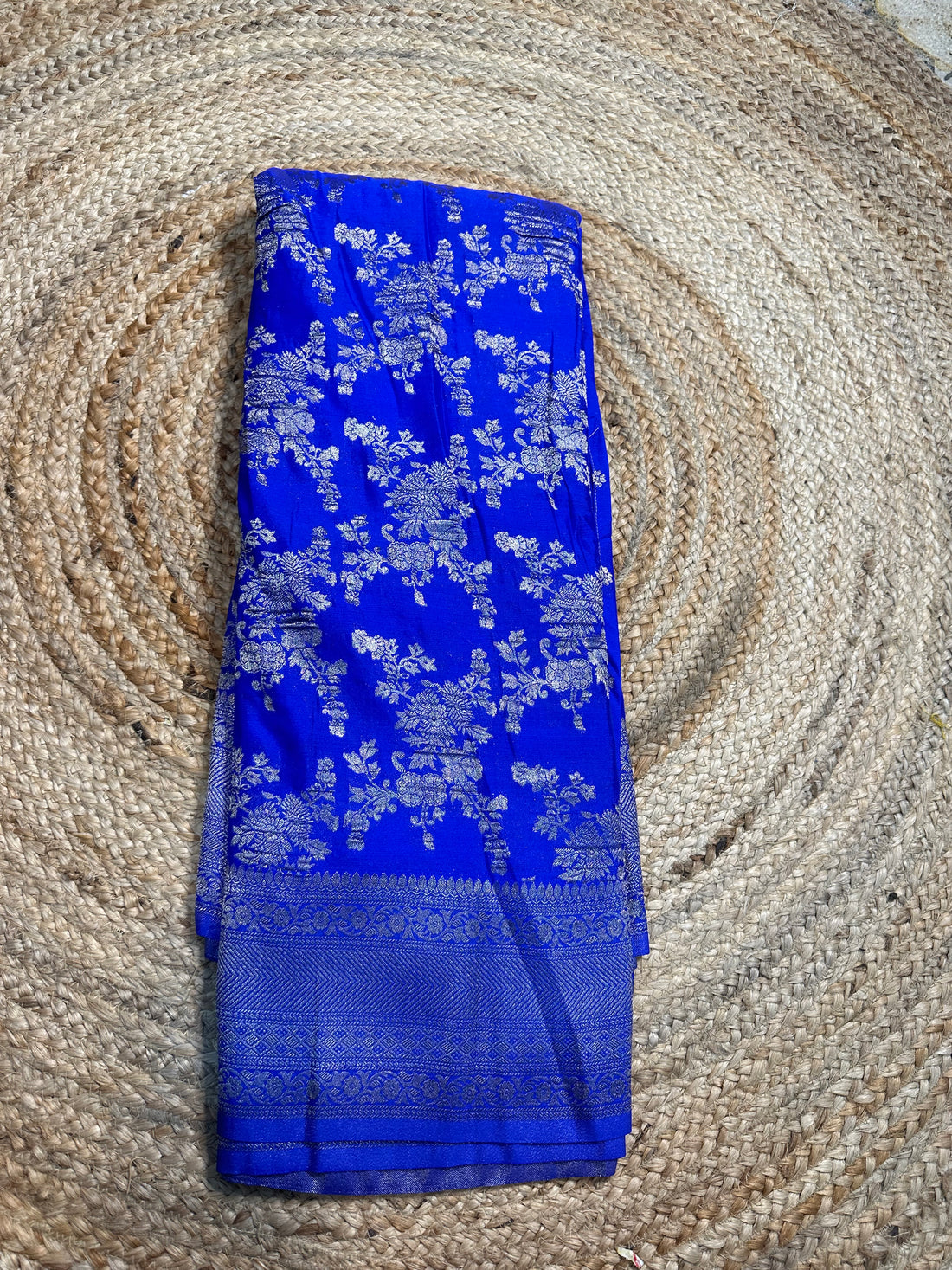 Royal blue crushed georgette sarees