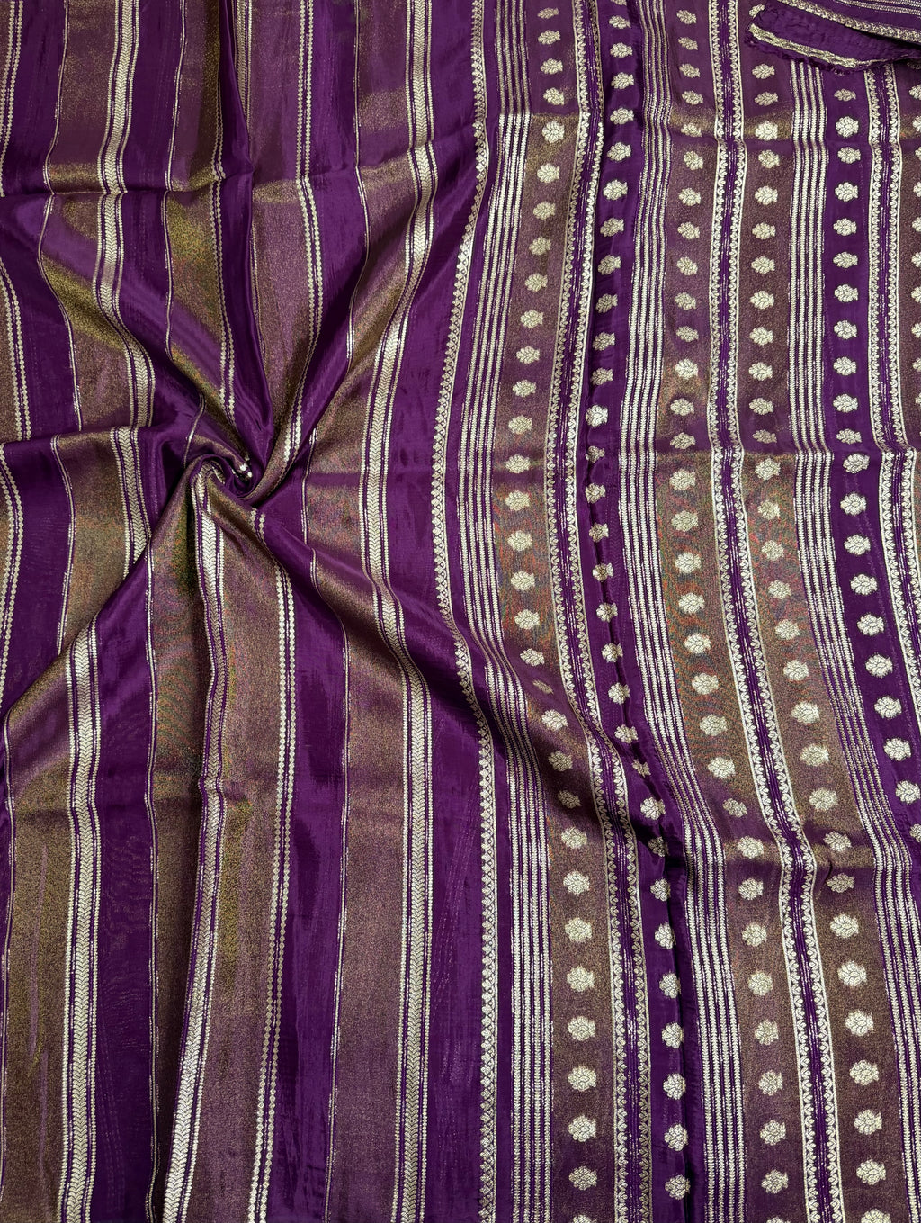 Purple stripes chinnon crepe 107 saree