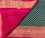Bottle green small butta pure Banarasi khaddi georgette saree