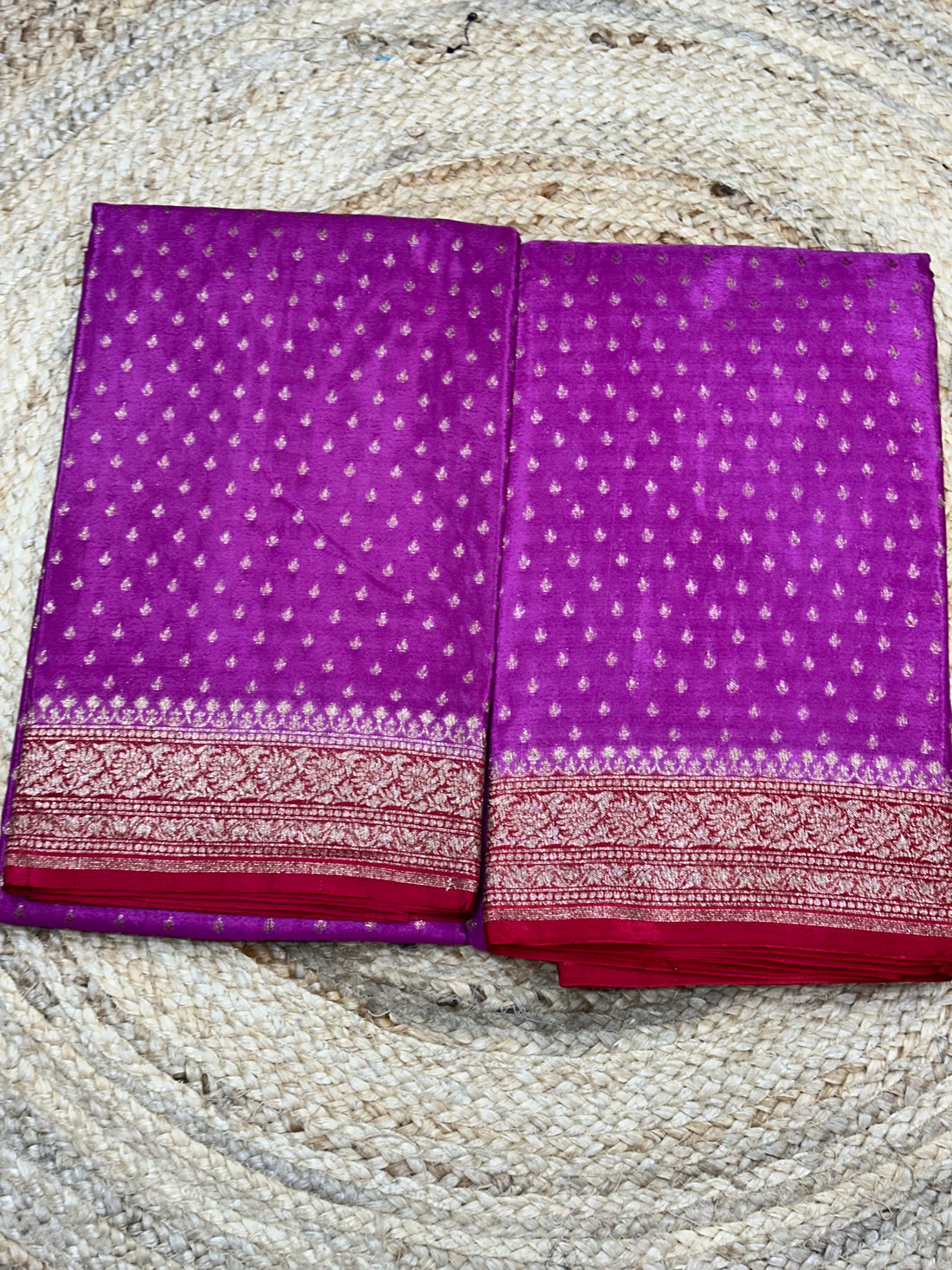 Pink and Red Banaras crepe chiffon sarees