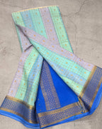 Rankart stripes n checks pure Mysore silk crepe saree