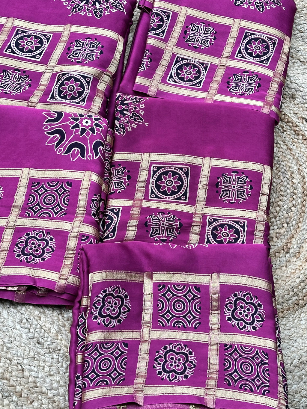 Onion pink pure modal Ajrak sarees