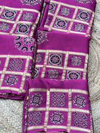 Onion pink pure modal Ajrak sarees