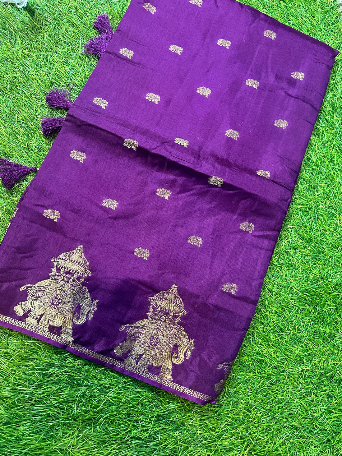 Dola silk in elephant border