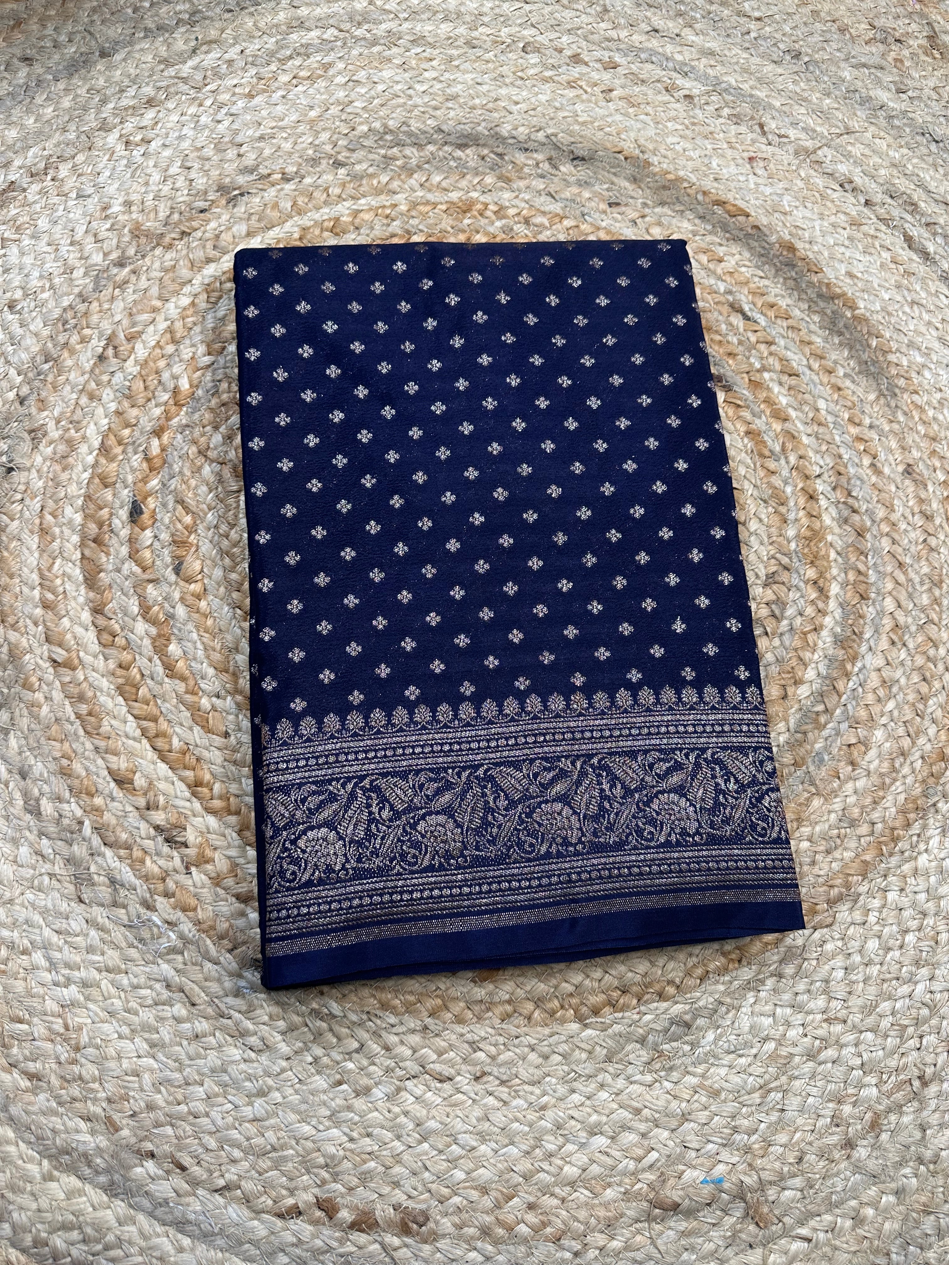 Eliphant grey crepe chiffon handloom silk sarees.