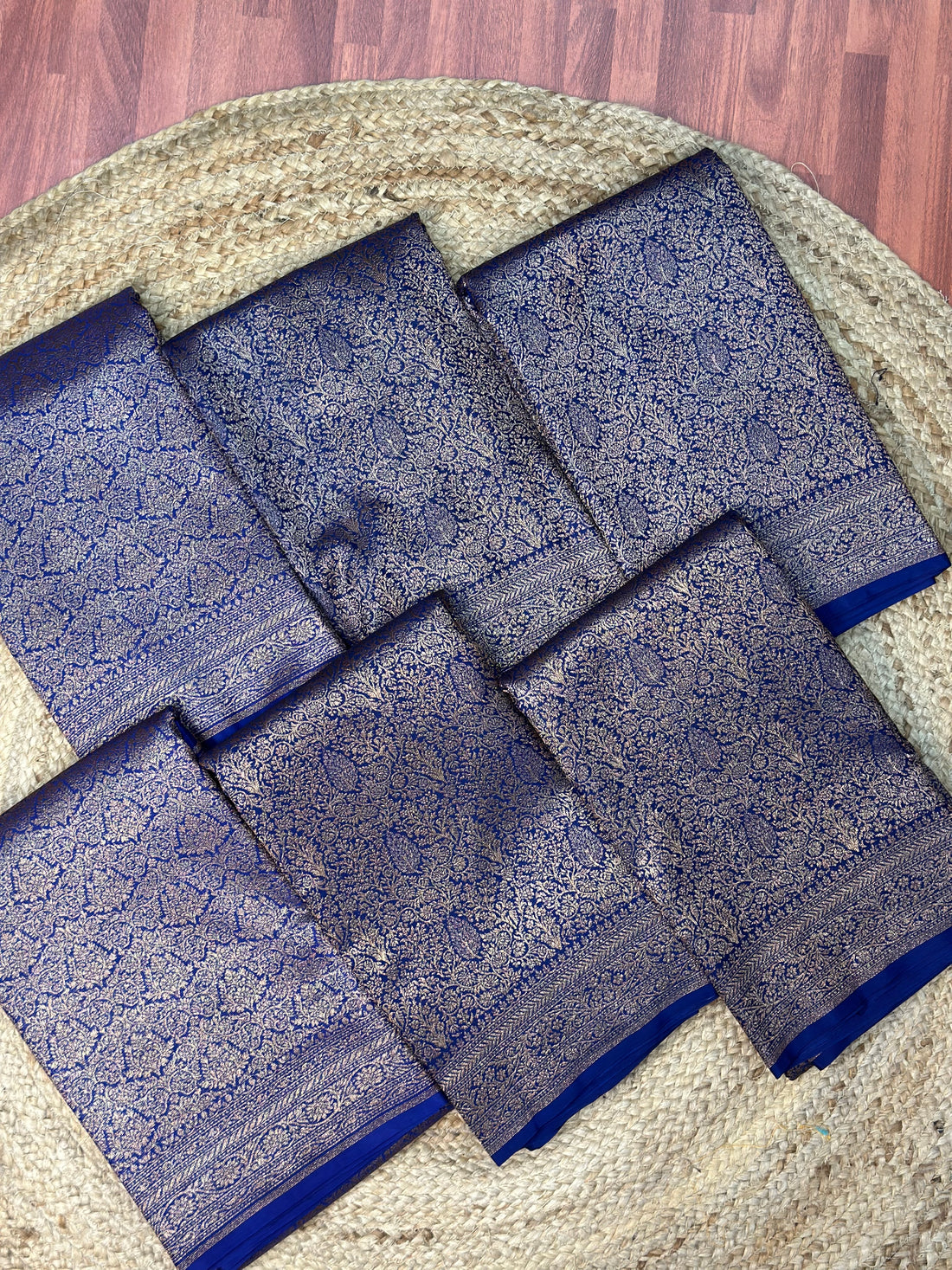 Pure Crepe Banarasi Brocade with Antique Zari (Navy Blue)